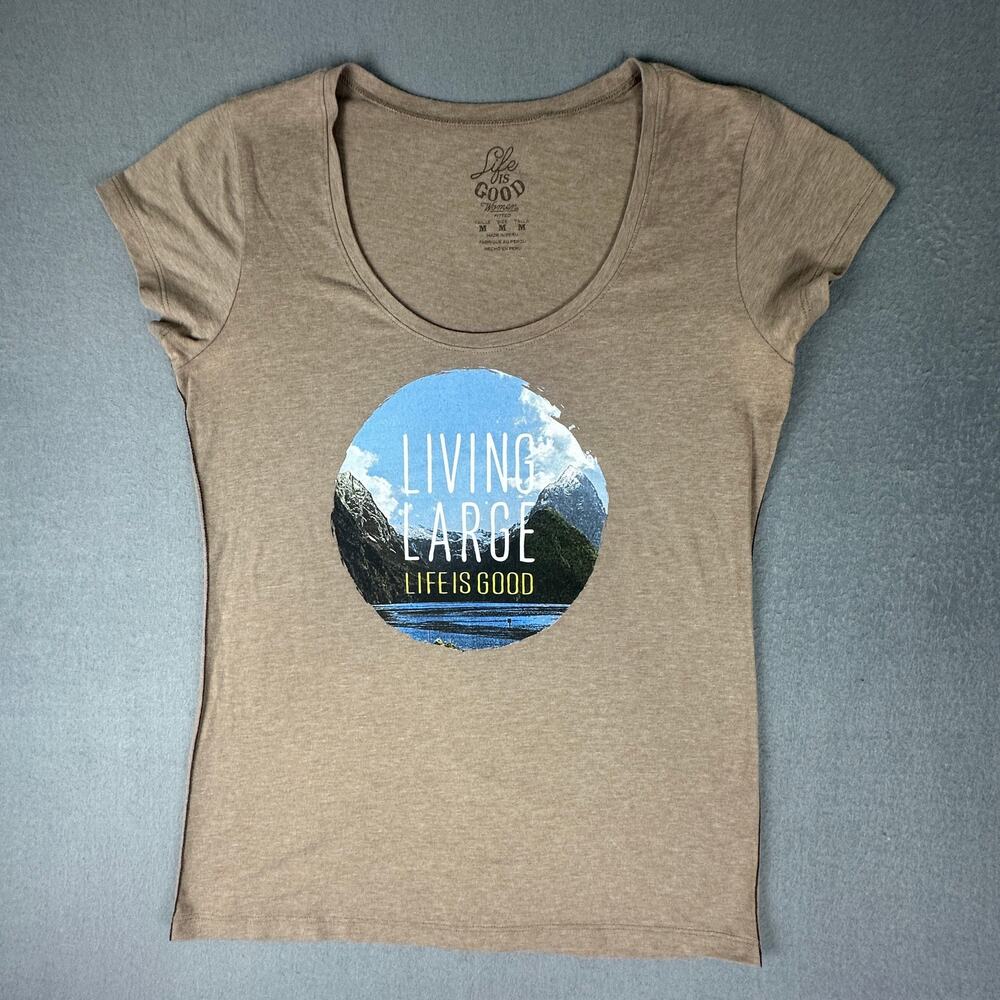 Life Is Good Women's Living Large Graphic Tee Brown Size M